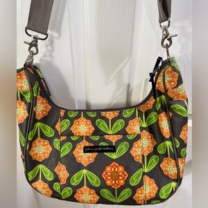 Petunia Pickle Bottom Orange and Green Floral Shoulder Diaper Baby Bag